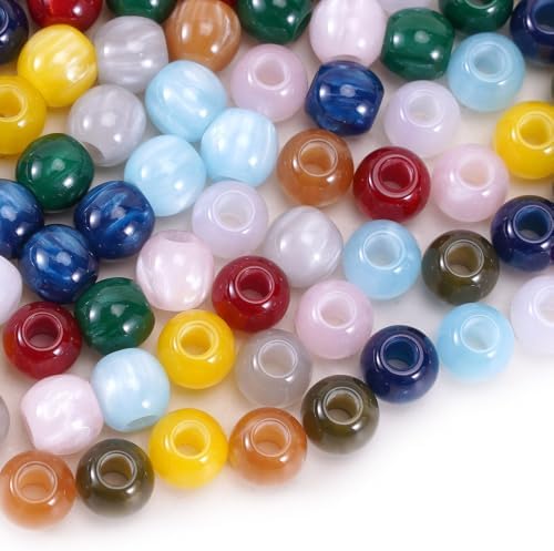 100pcs 12mm Large Hole Beads Resin for Carabiner Bag Charm Keychain by Aoxsie