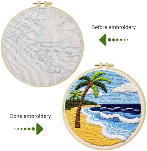 ZuoAnLF Punch Needle Kit for Beginners & Adults, DIY Easy Landscape Embroidery Set for Starter Art Craft, Punch Needle Project with Patterns, Tools, Yarns, Hoop, Instructions - Image 7