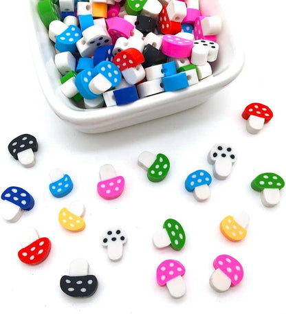 100pcs Mixed Polymer Clay Spacer Beads for Women Jewelry Making DIY Bracelet Necklace Hair Clip Accessories (Mushroom) - Image 4