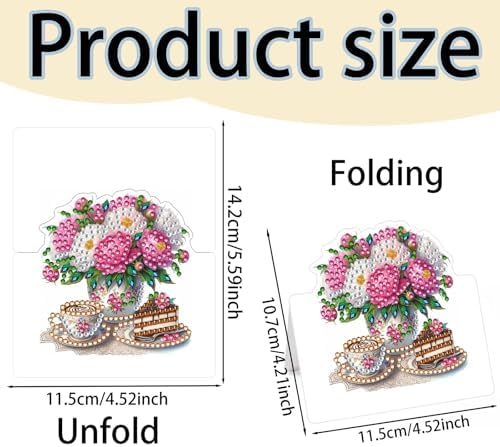 jinglinhh 6pcs Diamond Art Painting Cat and Flowers Cake Greeting Cards with Envelopes, DIY Card Making Kits for Adults, Diamond Art Postcards Christmas Cards Craft Gifts - Image 2
