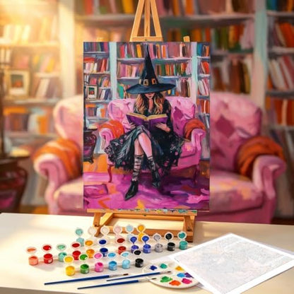 Halloween Witch Book Paint by Numbers Kit for Adults Beginners 12x16In - Image 3