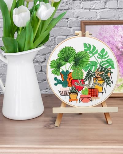 ERKOON Embroidery Kit for Beginners, Flower Cross Stitch Set for Include Embroidery Cloth Hoops Threads for Craft Lover Hand Stitch with Embroidery Skill Techniques (Greenery) - Image 6