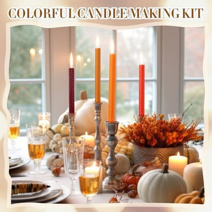 Yuntau 24 Pcs Autumn Beeswax Candle Making Kit, 8"x 8", Fall Color - Image 4