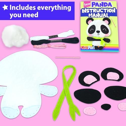 KRAFUN Panda Sewing Kit for Kids Ages 8-12 - No Scissors No Glue - Image 3
