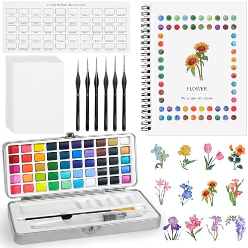 50 Colors Watercolor Workbook for Beginners with Paint & Paper by MicoSim