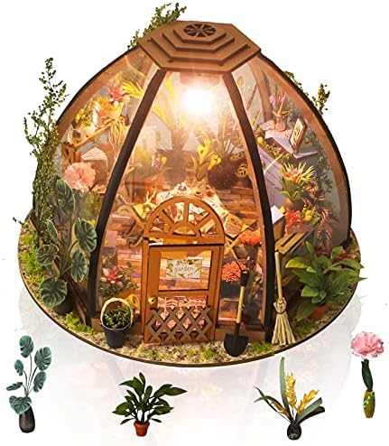 GuDoQi DIY Miniature Dollhouse Kit, Tiny 1:24 Scale House with Furniture, Great Handmade Craft Gift for Birthdays and Christmas Day, Green Flower Shop by GuDoQi