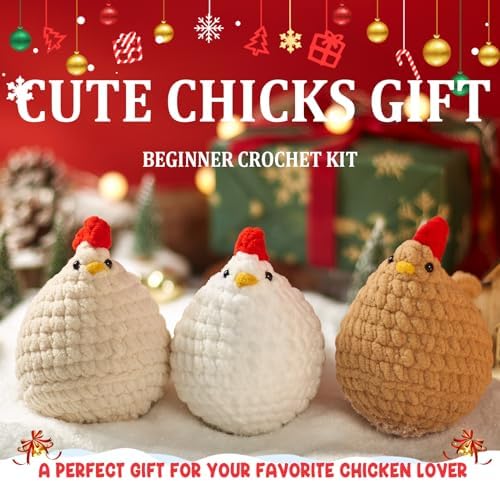 MAGIMUSE Crochet Kit for Beginners, 3 Pcs Chicken Crochet Craft Kit - Image 6