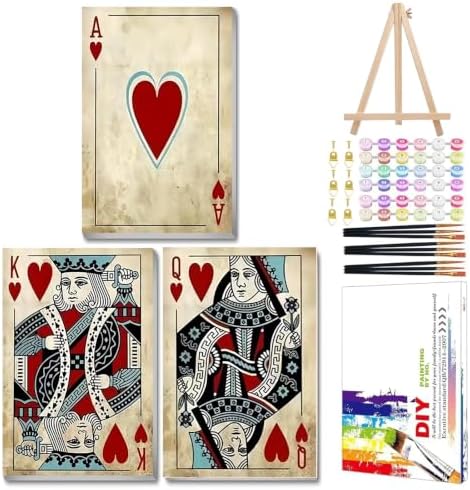 Mandun Poker Paint by Numbers Kit for Adults, 3 Pack, 7.8x11.8 inch by MANDUN
