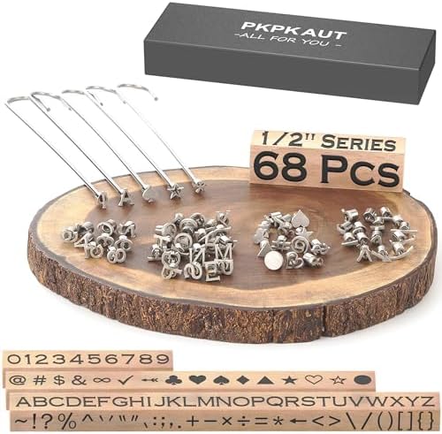 68Pcs 1/2" Custom Branding Iron for Wood, Leather Branding Stamp by PKPKAUT