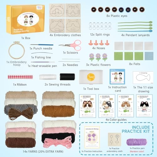 MOREJMTT Punch Needle Kit for Beginners Adults Easy Punch Needle Embroidery Kit,Including Printed Patterns, Needles, Easy to Follow Instructions and Videos(The World of Cats) - Image 2