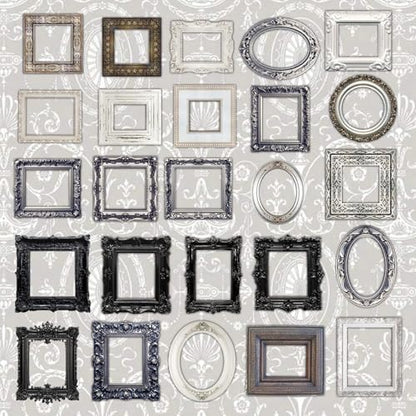 100 Pcs Vintage Frame Stickers for Scrapbooking - Scrapbook Supplies, Journal Stickers & Embellishments | Bullet Journal, Junk Journal, Wedding Albums, Crafts (Black & White) - Image 2
