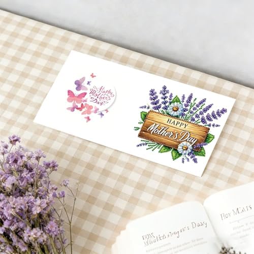 6Pcs Mother's Day Greeting Card DIY Diamond Art Painting Greeting Cards Special Shaped Diamond Blessing Folding Card Kit Arts Crafts for Holiday Festival-Flowers01 - Image 3