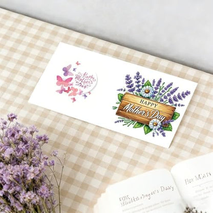 6Pcs Mother's Day Greeting Card DIY Diamond Art Painting Greeting Cards Special Shaped Diamond Blessing Folding Card Kit Arts Crafts for Holiday Festival-Flowers01 - Image 3