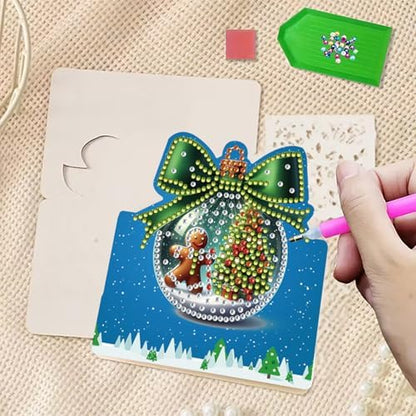C'eitura 6Pcs DIY Christmas Crystal Ball Diamond Art Painting Crafts Rhinestone Painting Greeting Card Making Kit Postcard for Holiday Christmas New Year Party Favors - Image 4