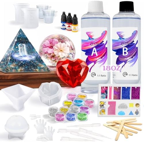 RNYBFPT Epoxy Resin Kit for Beginners, 18oz Crystal Clear Resin with Molds by RNYBFPT