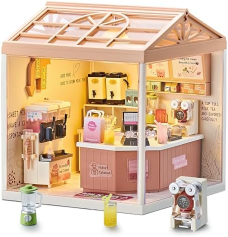 Bubble Tea Shop DIY Miniature House Kit with Light by BeepZipp