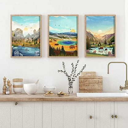 cupmod 6 Packs Paint by Number for Adults Beginners,National Park Painting by Number Kits on Canvas Without Frame,Lanscape Craft Arts for Home Wall Decor - Image 3