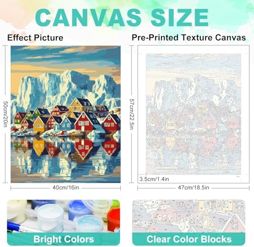 Paint by Numbers Kit for Adults, Colorful Village Painting, 16 x 20 Inch - Image 3
