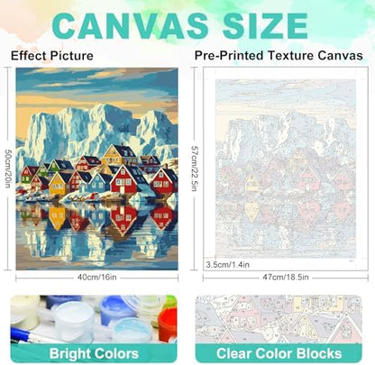 Paint by Numbers Kit for Adults, Colorful Village Painting, 16 x 20 Inch - Image 3