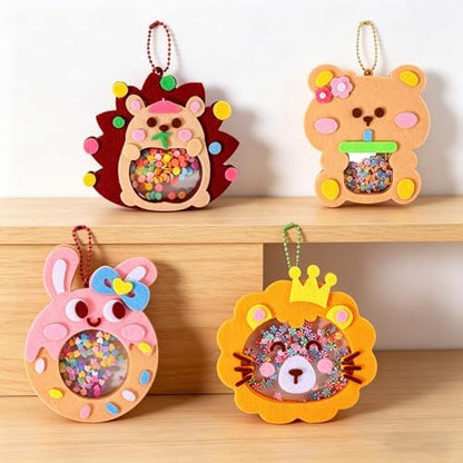 Oagminu 4Pcs DIY Felt Craft Kit Cute Animal Shaker Hanging Ornaments Creative Handmade for Boys & Girls Craft Set for Home Decoration & Party Favors(Animal) - Image 2