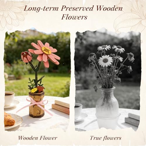 BUSOHA 3D Wooden Flower Puzzle for Adults - Daisy DIY Craft Kit - Image 6