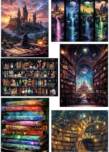 6 Pack Castle Paint by Numbers Kit for Adults Framed Canvas, Frameworkless by FairylandJinWenn