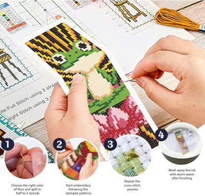ORIGACH 6 Set Frog Cross Stitch Bookmark Kit for Beginner - Image 4