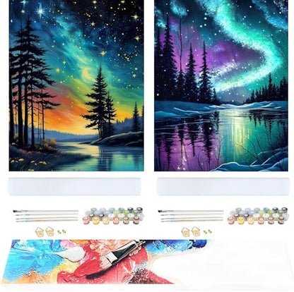 Ycydilirab 2 Pack Paint by Number Adult (with Gifts Box)-Aurora Adult Paint by Number Kits on Canvas,Gifts Home Decor(16x20in) by Ycydilirab