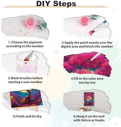 EOBROMD Framed Paint by Numbers Kits for Adults with Wooden Easel, Moon Tree of Life DIY Acrylic Paint by Number on Stretched Canvas, Painting Kits Adults Oil by Numbers for Home Decor 10x14 Inch - Image 5