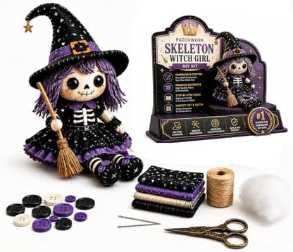 Patchwork Skeleton Witch Girl DIY Kit Craft Beginner Decoration，#A by Unknown