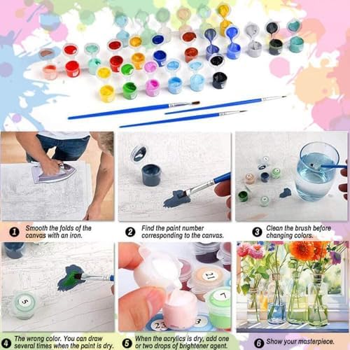 Arttoplus Flowers Paint by Numbers Kit for Adults Beginner 16x20 inch - Image 6