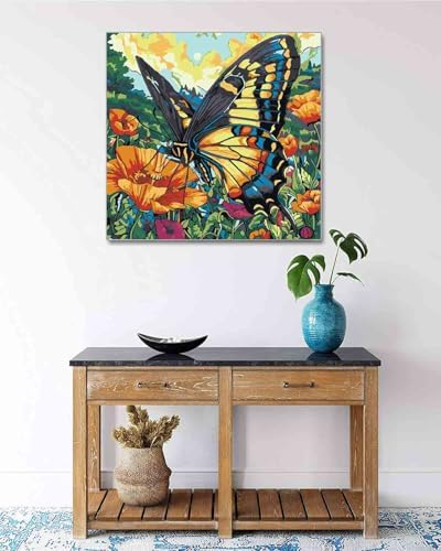 TOCARE Framed Paint by Numbers Kit for Adults & Kids Ages 8-12, 12x12Inch Colorful Butterfly Paint by Numbers with Frame, Flower Paint by Number Framed Canvas for Animal Lovers (Without Easel) - Image 7