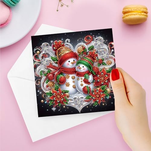 DIY Diamond Greeting Cards Set Christmas, 5D DIY Diamond Art Painting Greeting Card, DIY Christmas Card Making Kits for Family Friends Handmade Gift-#29-Christmas - Image 4
