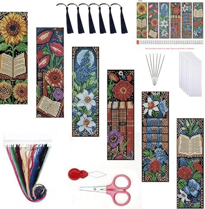 Mushroom Flowers Counted Cross Stitch Bookmark Kit for Adults Beginners by Paintcolordiamondpainting