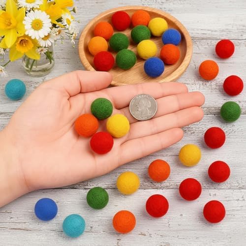 Muimurex 50Pcs Wool Felt Balls 2cm, Multicolor Pompoms for DIY Crafts - Image 4