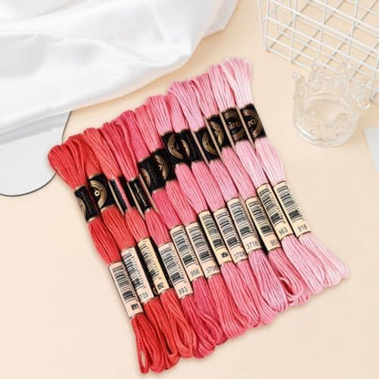 12 Skeins 105 Yards 6 Strands Pink Embroidery Floss Cord Friendship Bracelet String Threads Variegated Gradient Bulk Cross Stitch Thread Yarn Set for Sewing Making Knitting Craft DIY Supply - Image 7