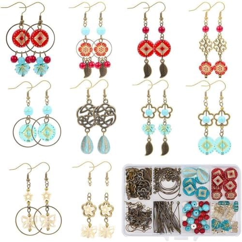 SUNNYCLUE 10 Pairs Baroque Earrings for Women Vintage Earrings for Women Trendy 2025 Acrylic Antique Bronze Tibetan Style Retro Turquoise Gemstone Bohemian Boho Jewelry Set Christmas Wedding Gift DIY by SUNNYCLUE