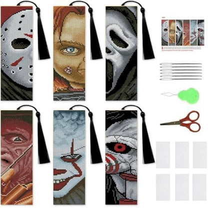 NEGEKFKX 6 Pcs Horror Cross Stitch Bookmark Kit for Adult Beginners by NEGEKFKX