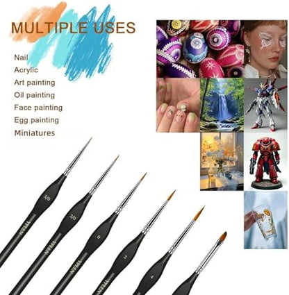 6Pcs Miniature Paint Brushes Set with Triangular Handles - for Acrylics, Oils, Watercolors & Paint by Number, Figurine（2PACK）(Black) - Image 6