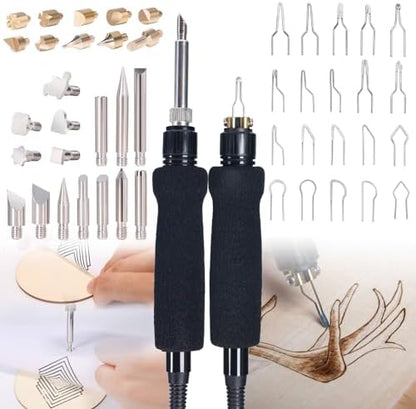 YIHUA 939D-II Pyrography Pen Wood Burning Kit Station (Blue) 2-in-1 Solid-Point 200~480°C (with Temp Display)/Wire-Nib 250~750°C Bundle with YIHUA Solid-Point Pen Tip Converter Set 5PCS - Image 5