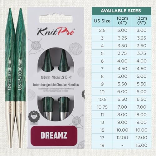 KnitPro Dreamz Interchangeable Circular Needles 4" (10cm) | US Size 15 (10mm) - Image 4