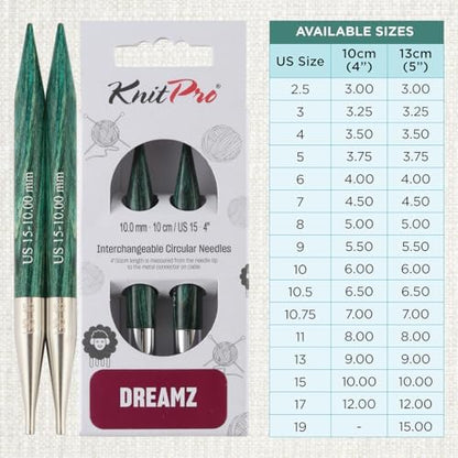 KnitPro Dreamz Interchangeable Circular Needles 4" (10cm) | US Size 15 (10mm) - Image 4