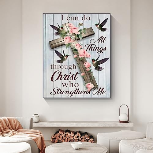 Yezavesu Cross Paint by Numbers Kit for Adults Beginner, Inspirational Adult Paint by Number Kits on Canvas Without Frame, DIY Acrylic Painting by Numbers for Home Wall Decor Gift 16x20 Inch - Image 2