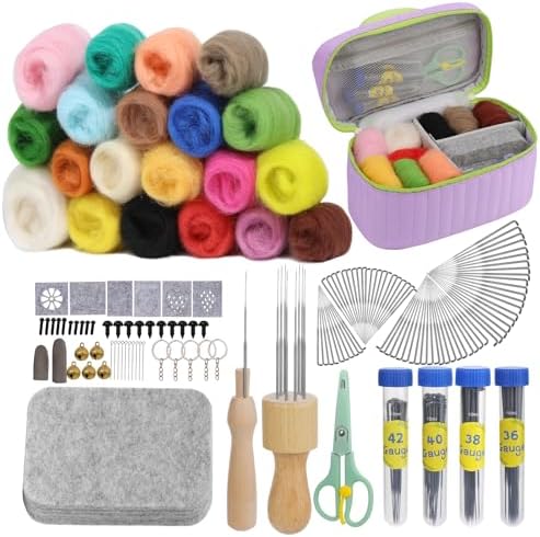 SOCNITC 20 Colors Needle Felting Starter Kit with Tools for Beginners by SOCNITC