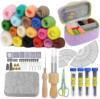 SOCNITC 20 Colors Needle Felting Starter Kit with Tools for Beginners by SOCNITC