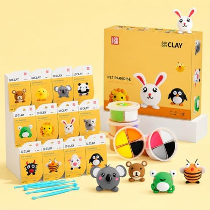 Air Dry Clay Kit -12 Animals Modeling Clay for Kids Arts and Crafts by LOUFOR-THENOBILITYINCLAY