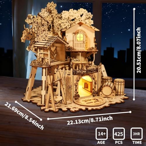Music Park 3D Wooden Puzzles for Adults, Treehouse Light - Image 5