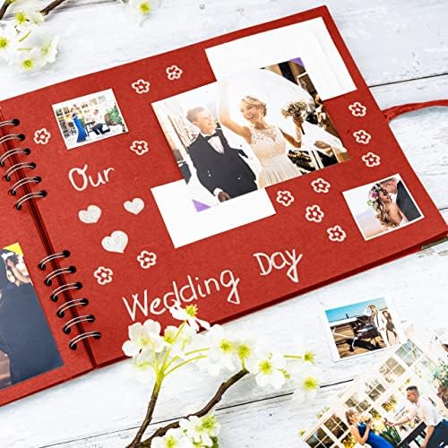 Bstorify Square Scrapbook Photo Albums 50 Pages (11 x 8.5 Inch) Red - Image 7