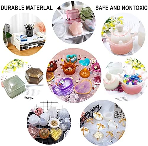 EuTengHao Resin Molds 43Pcs Silicone Molds for Resin, Epoxy Crown Shape Mold Heart Shape Mold with Mica Powder for Storage Box Jewelry Trinket Container DIY Resin Casting Crafts - Image 5