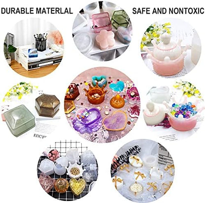 EuTengHao Resin Molds 43Pcs Silicone Molds for Resin, Epoxy Crown Shape Mold Heart Shape Mold with Mica Powder for Storage Box Jewelry Trinket Container DIY Resin Casting Crafts - Image 5